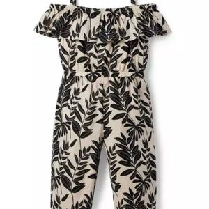 NWT. Janie and Jack Leaf Print Off-Shoulder Jumpsuit